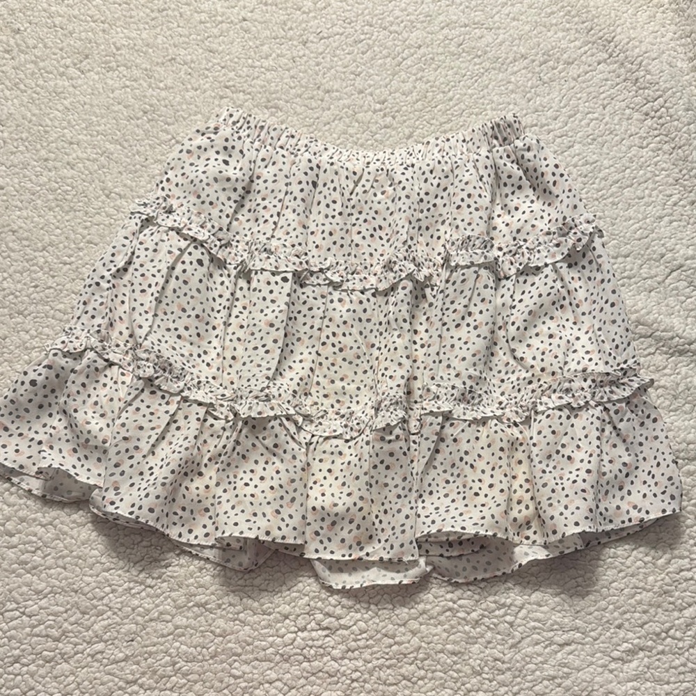 Princess Polly Cream Ruffled Tiered Mini Skirt